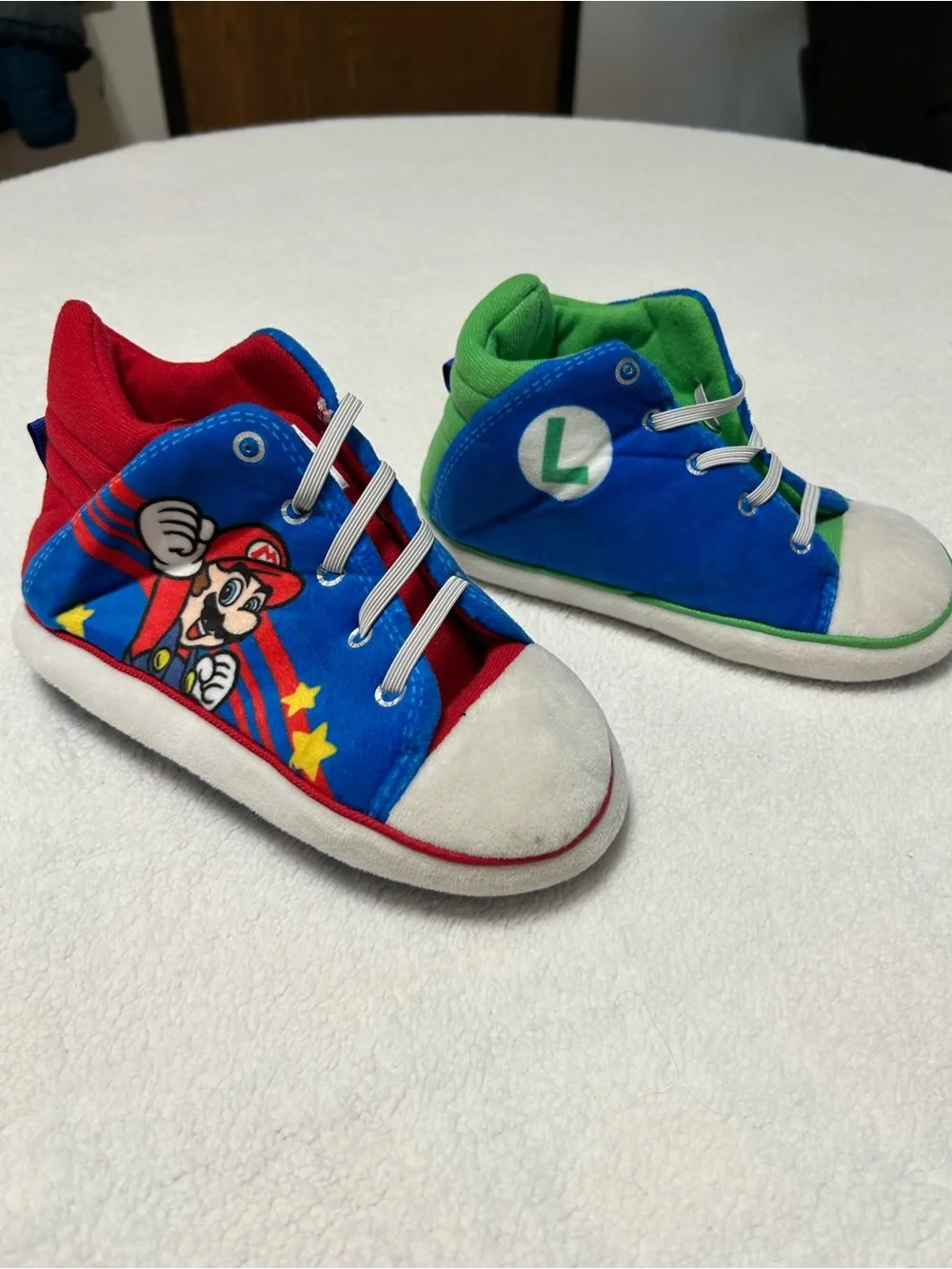 Toddler Blue & Green Character High-Top Slippers - Soft Casual Play Shoes